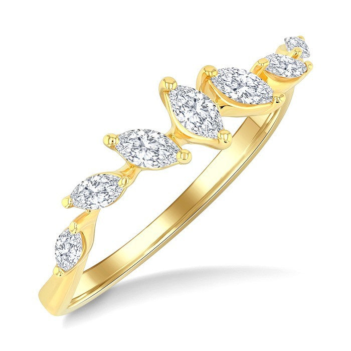 1/3 Ctw Wave Scatter Marquise Cut Diamond Fashion Band in 14K Yellow Gold