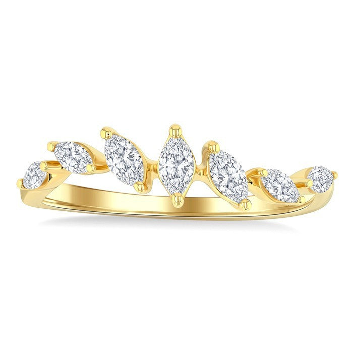 1/3 Ctw Wave Scatter Marquise Cut Diamond Fashion Band in 14K Yellow Gold