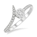 1/4 Ctw Open-End Circular Mount Shine Bright Round Cut Diamond Ladies Ring in 14K White Gold