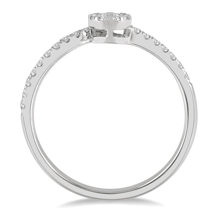1/4 Ctw Open-End Circular Mount Shine Bright Round Cut Diamond Ladies Ring in 14K White Gold