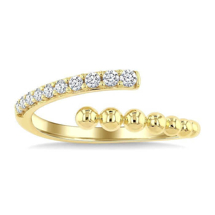 1/6 Ctw Round Cut Bead Bijoux Diamond Wrap Beaded Ring in 10K Yellow Gold