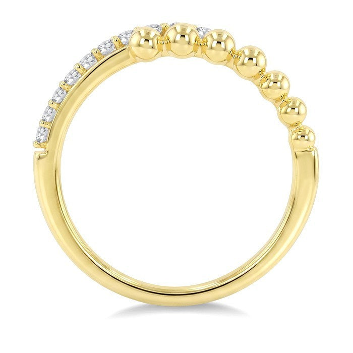 1/6 Ctw Round Cut Bead Bijoux Diamond Wrap Beaded Ring in 10K Yellow Gold