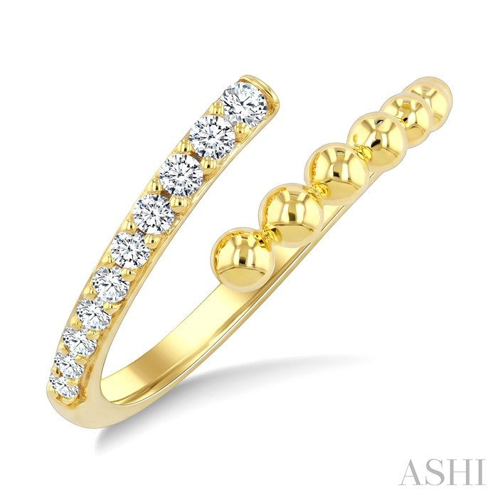 1/6 Ctw Round Cut Bead Bijoux Diamond Wrap Beaded Ring in 10K Yellow Gold