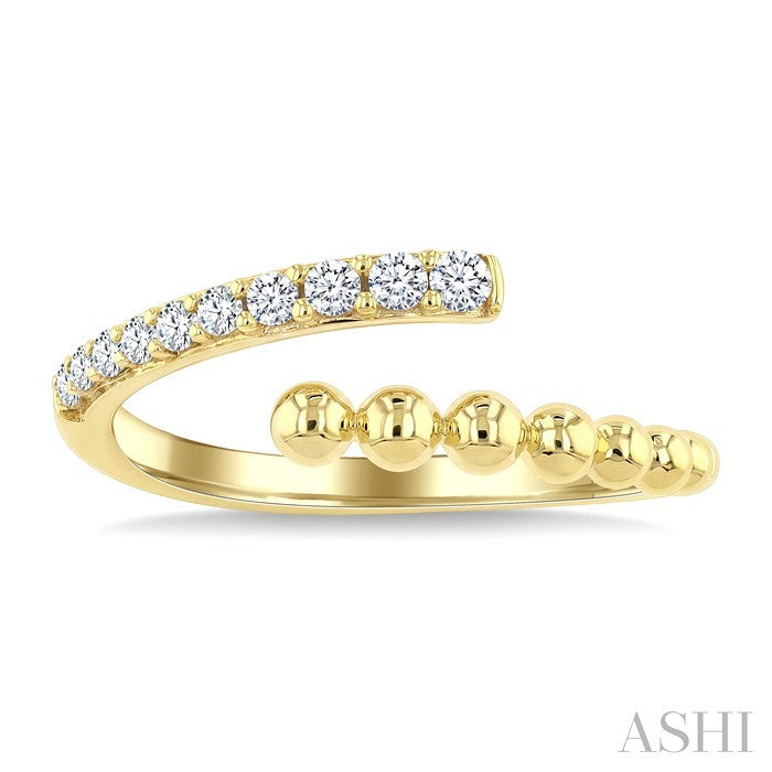 1/6 Ctw Round Cut Bead Bijoux Diamond Wrap Beaded Ring in 10K Yellow Gold
