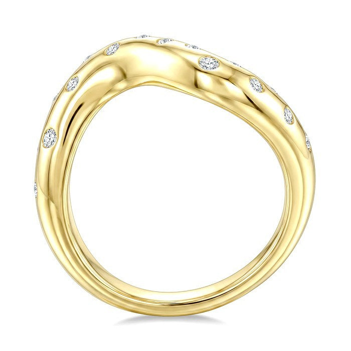1/5 Ctw Round Cut Diamond Bold Mosaic Aeris Gold Fashion Ring in 14K Yellow Gold