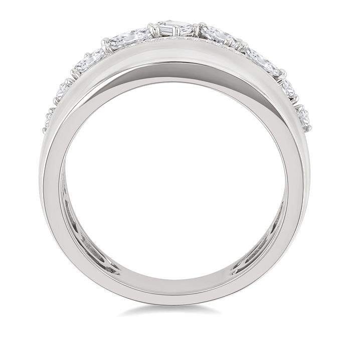 3/4 Ctw Mixed Diamond Cut Fashion Ring in 14K White Gold