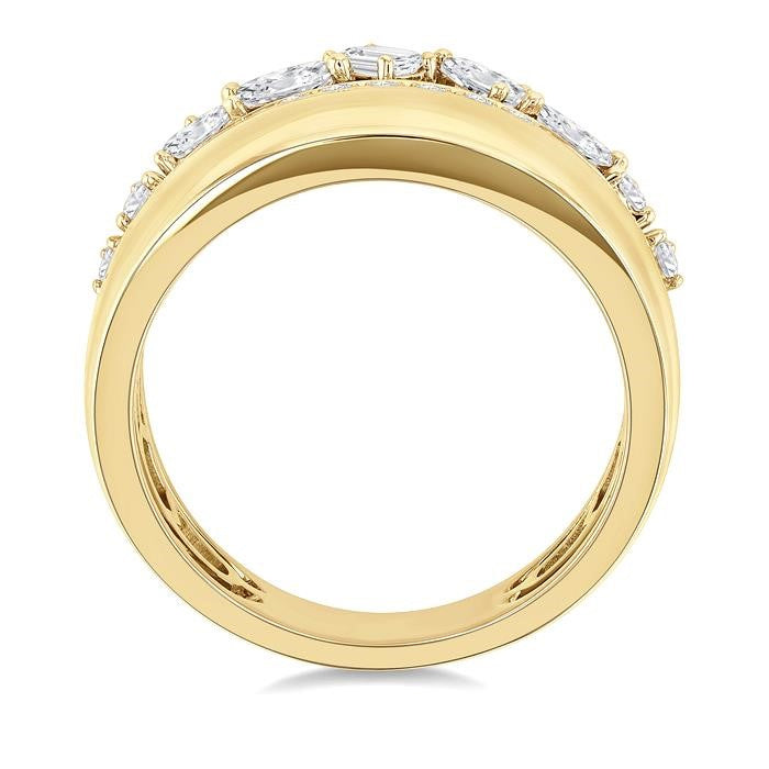3/4 Ctw Mixed Diamond Cut Fashion Ring in 14K Yellow Gold