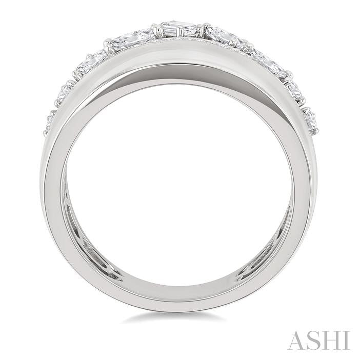 3/4 Ctw Mixed Diamond Cut Fashion Ring in 14K White Gold