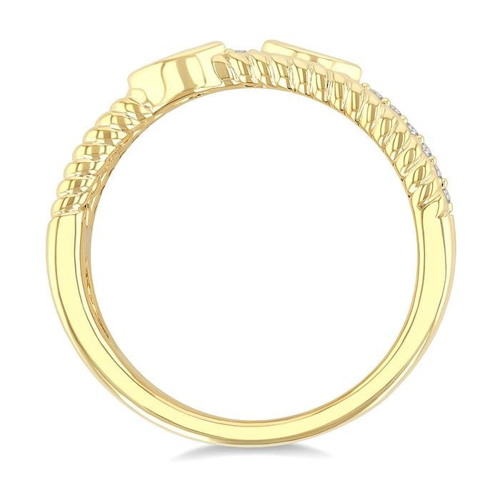 1/5 Ctw Split Three Row Marquise and Round Cut Bead Bijoux Diamond Fashion Band in 10K Yellow Gold