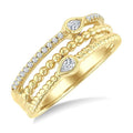 1/5 Ctw Split Three Row Pear and Round Cut Bead Bijoux Diamond Fashion Band in 10K Yellow Gold