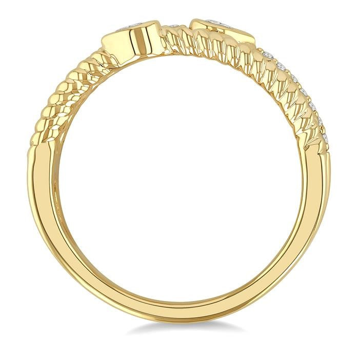1/5 Ctw Split Three Row Pear and Round Cut Bead Bijoux Diamond Fashion Band in 10K Yellow Gold