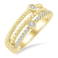 1/5 Ctw Triple Row Round Cut Bead Bijoux Diamond Fashion Band in 10K Yellow Gold