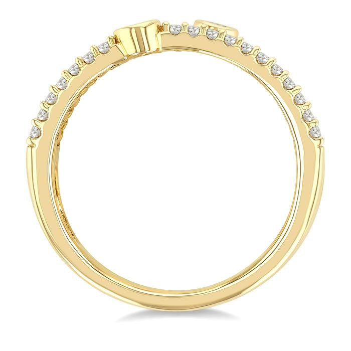 1/5 Ctw Triple Row Round Cut Bead Bijoux Diamond Fashion Band in 10K Yellow Gold