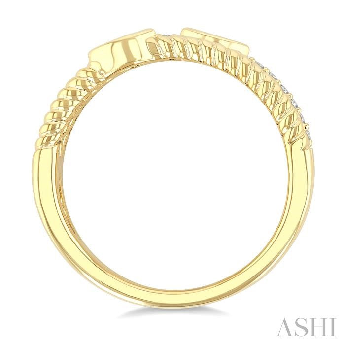 1/5 Ctw Split Three Row Marquise and Round Cut Bead Bijoux Diamond Fashion Band in 10K Yellow Gold