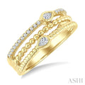 1/5 Ctw Split Three Row Pear and Round Cut Bead Bijoux Diamond Fashion Band in 10K Yellow Gold