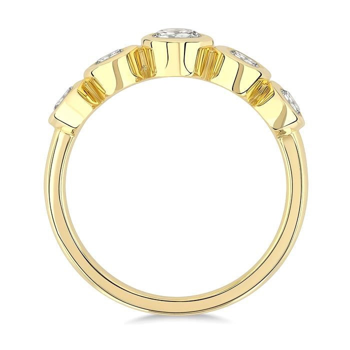 1 Ctw 5-Stone Bezel Set Oval Cut Diamond Fashion Band in 14K Yellow Gold