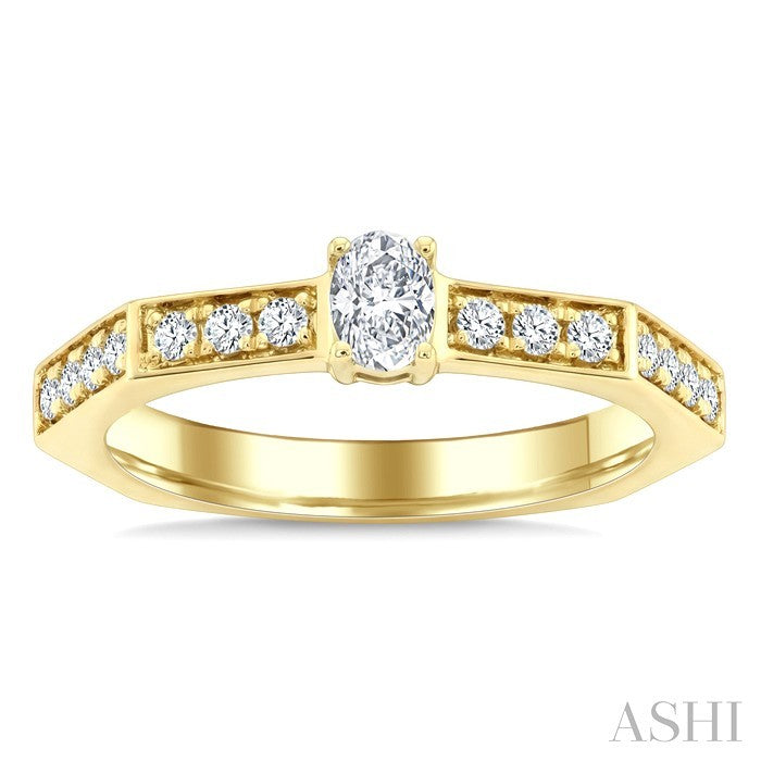 3/8 Ctw Hexagon Shank Marquise and Round Cut Diamond Fashion Ring in 14K Yellow Gold
