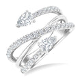 1 Ctw East West Pear and Round Cut Diamond Split Open-End Fashion Ring in 14K White Gold