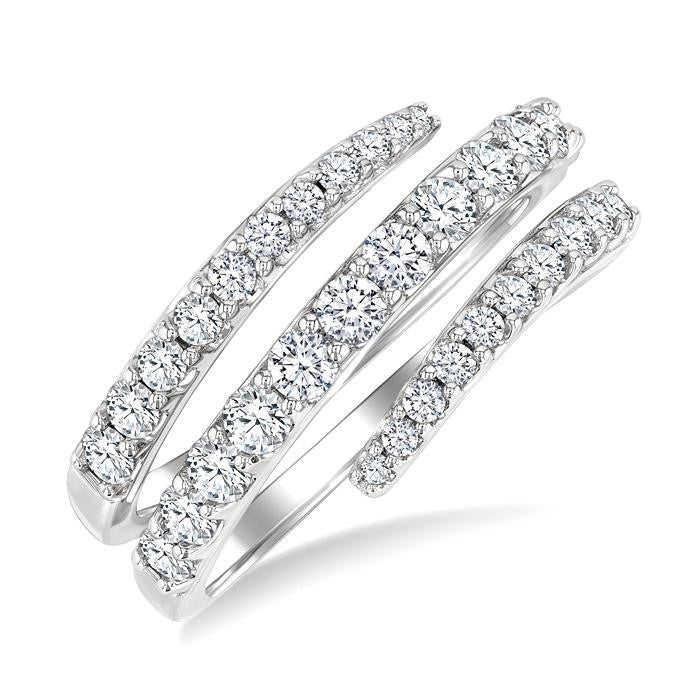 1 Ctw Spiral Round Cut Diamond Fashion Open Wrap Band in 14K White Gold