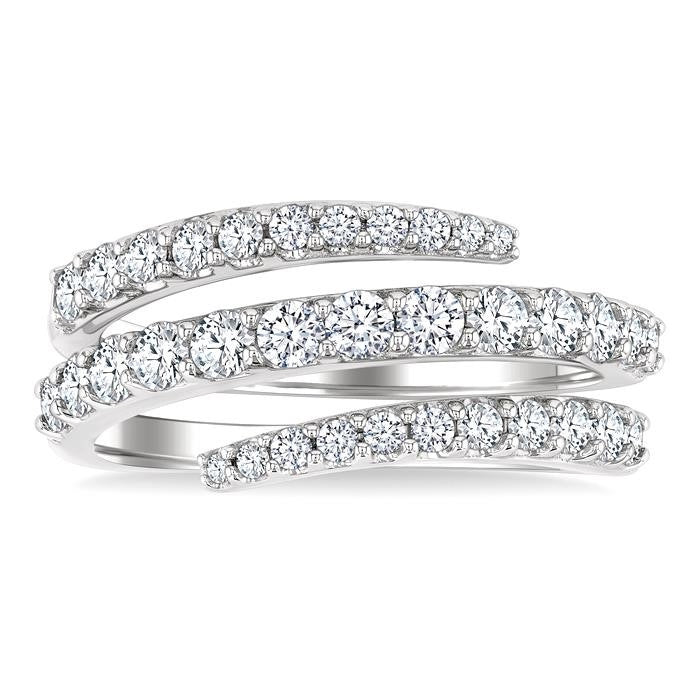 1 Ctw Spiral Round Cut Diamond Fashion Open Wrap Band in 14K White Gold