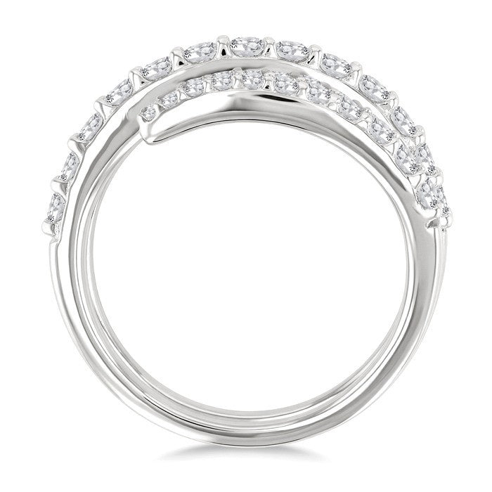 1 Ctw Spiral Round Cut Diamond Fashion Open Wrap Band in 14K White Gold