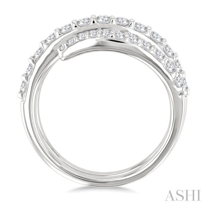 1 Ctw Spiral Round Cut Diamond Fashion Open Wrap Band in 14K White Gold