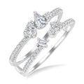 5/8 Ctw Mixed Diamond Cut Fashion Open Ring in 14K White Gold