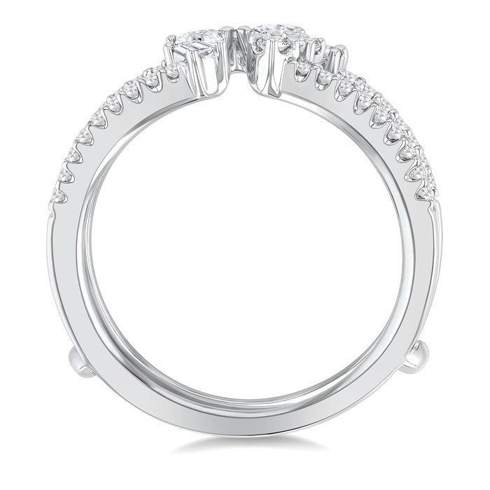 5/8 Ctw Mixed Diamond Cut Fashion Open Ring in 14K White Gold