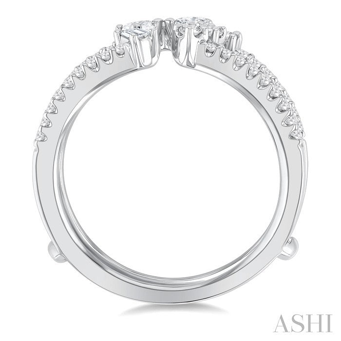 5/8 Ctw Mixed Diamond Cut Fashion Open Ring in 14K White Gold