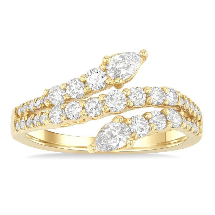 Pear Shape 2 Stone Diamond Fashion Open Band