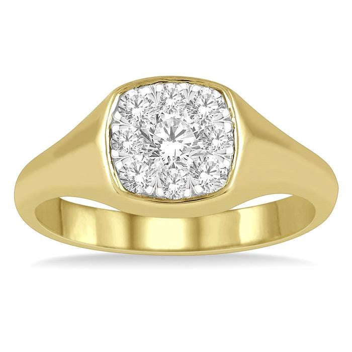 1/2 Ctw Cushion Shape Shine Bright Diamond Ring in 14K Yellow and White Gold