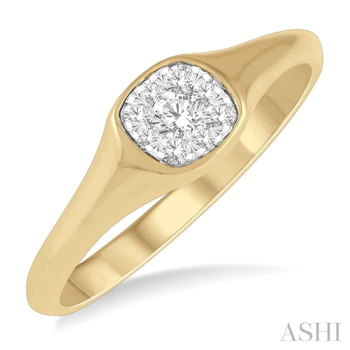 1/4 Ctw Cushion Shape Shine Bright Diamond Ring in 14K Yellow and White Gold