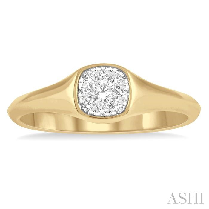 1/4 Ctw Cushion Shape Shine Bright Diamond Ring in 14K Yellow and White Gold