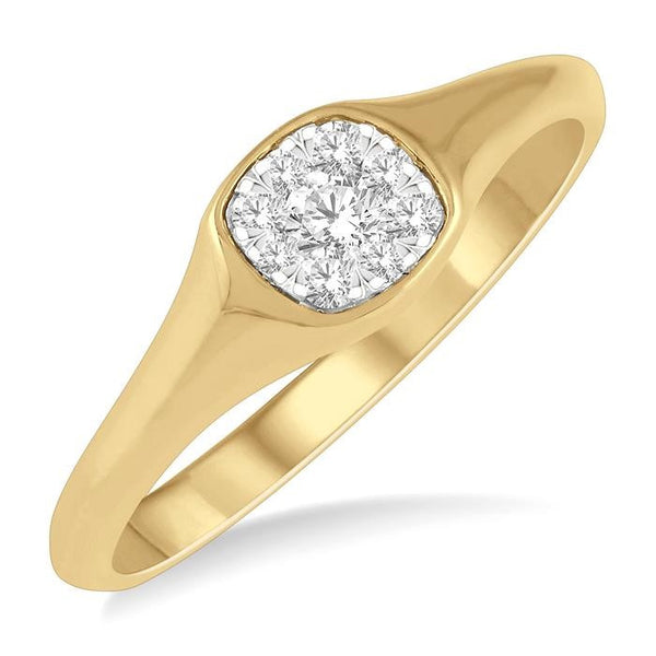 1/6 Ctw Cushion Shape Shine Bright Diamond Ring in 14K Yellow and White Gold