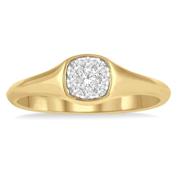 1/6 Ctw Cushion Shape Shine Bright Diamond Ring in 14K Yellow and White Gold