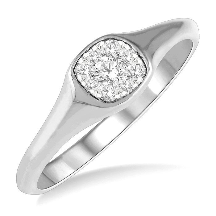 1/6 Ctw Cushion Shape Shine Bright Diamond Ring in 14K White Gold