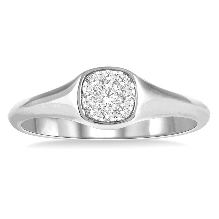 1/6 Ctw Cushion Shape Shine Bright Diamond Ring in 14K White Gold