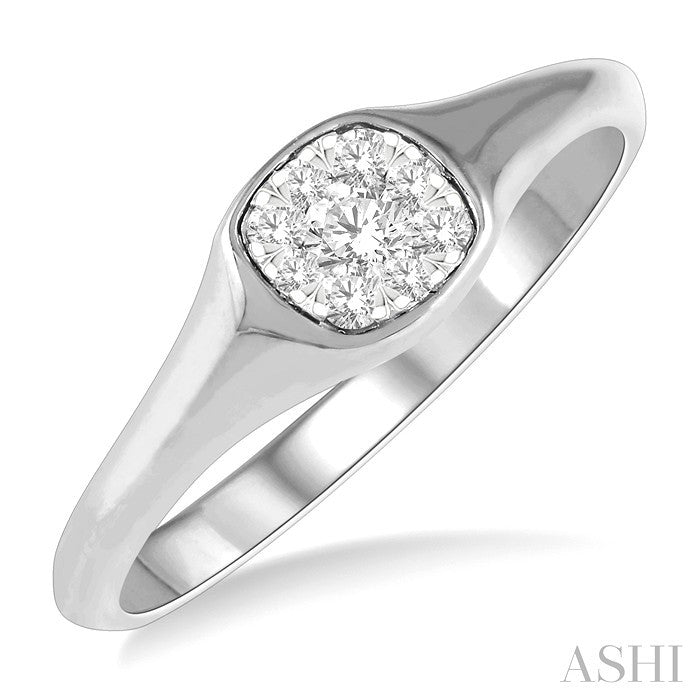 1/6 Ctw Cushion Shape Shine Bright Diamond Ring in 14K White Gold