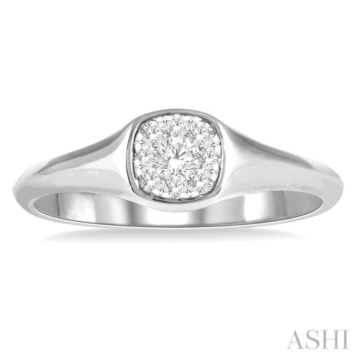 1/6 Ctw Cushion Shape Shine Bright Diamond Ring in 14K White Gold