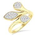 3/8 Ctw Shine Bright Bypass Mixed Shape Mount Round Cut Diamond Fashion Ring in 10K Yellow and White Gold