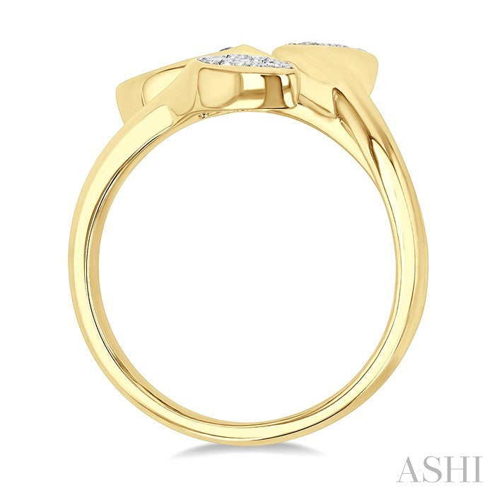 3/8 Ctw Shine Bright Bypass Mixed Shape Mount Round Cut Diamond Fashion Ring in 10K Yellow and White Gold