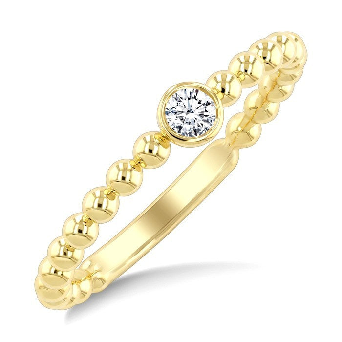1/10 Ctw Bezel Set Round Cut Bead Bijoux Diamond Beaded Ring in 10K Yellow Gold