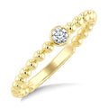 1/10 Ctw Bezel Set Round Cut Bead Bijoux Diamond Beaded Ring in 10K Yellow Gold