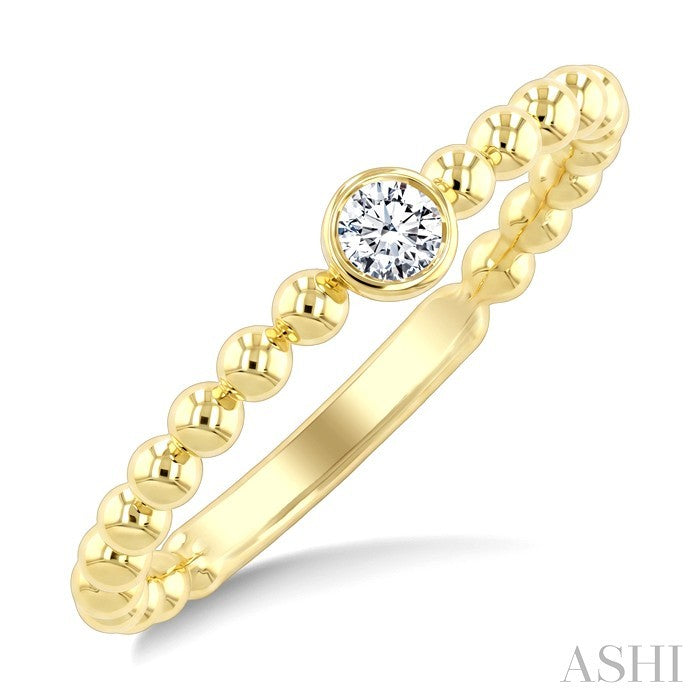 1/10 Ctw Bezel Set Round Cut Bead Bijoux Diamond Beaded Ring in 10K Yellow Gold