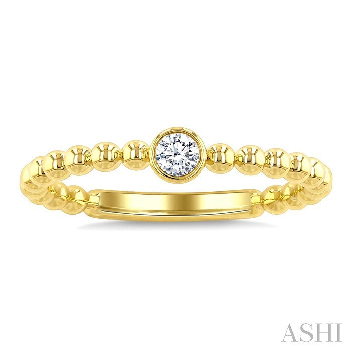 1/10 Ctw Bezel Set Round Cut Bead Bijoux Diamond Beaded Ring in 10K Yellow Gold