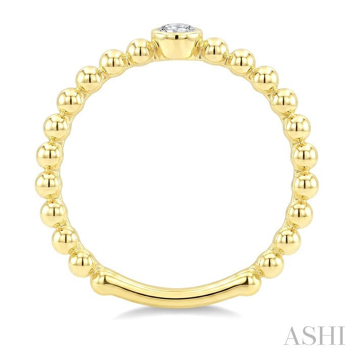 1/10 Ctw Bezel Set Round Cut Bead Bijoux Diamond Beaded Ring in 10K Yellow Gold