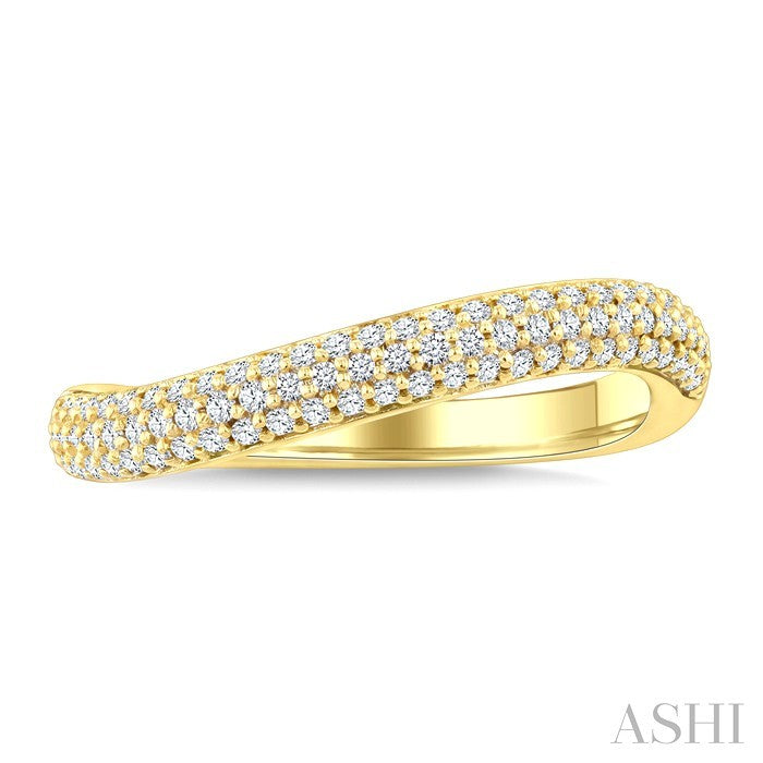 1/3 Ctw Round Cut Diamond Aeris Gold Semi Solid Fashion Band in 14K Yellow Gold