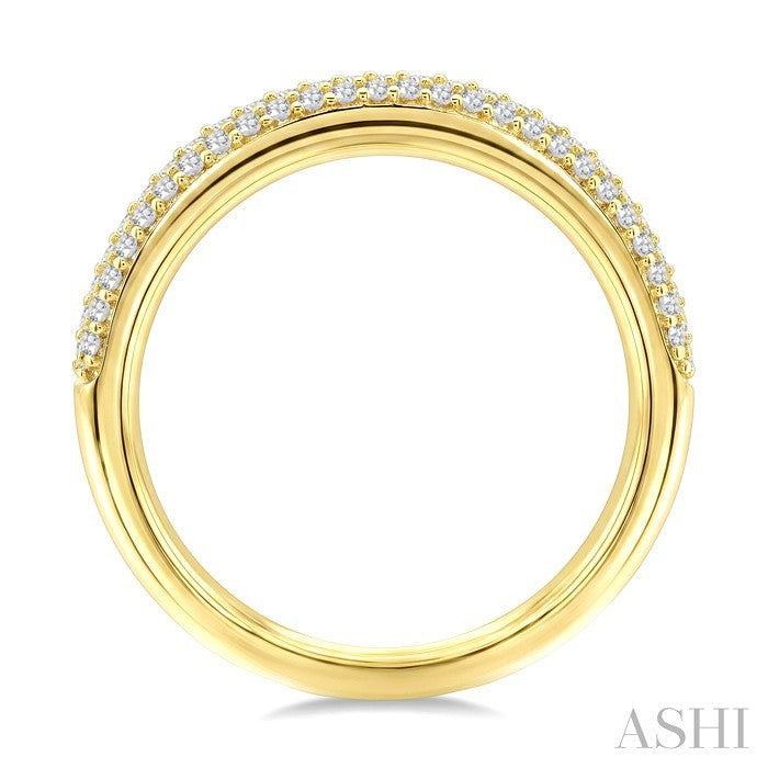 1/3 Ctw Round Cut Diamond Aeris Gold Semi Solid Fashion Band in 14K Yellow Gold