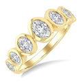 1 Ctw 7 Stone Bezel Set Oval Cut Diamond Fashion Band in 14K Yellow Gold