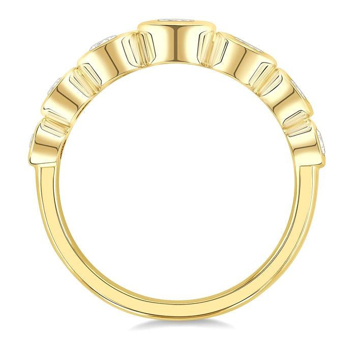 1 Ctw 7 Stone Bezel Set Oval Cut Diamond Fashion Band in 14K Yellow Gold